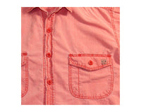 Vintage 90s Red Chambray Cotton Mens Button Shirt | REVIVAL Clothing